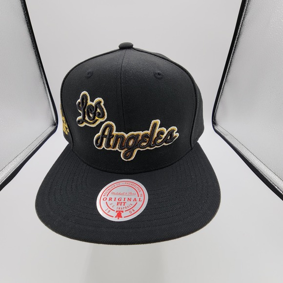 Mitchell & Ness NBA Los Angeles Lakers Black Metallic Pop Snapback Hat Adult NEW - Picture 4 of 14